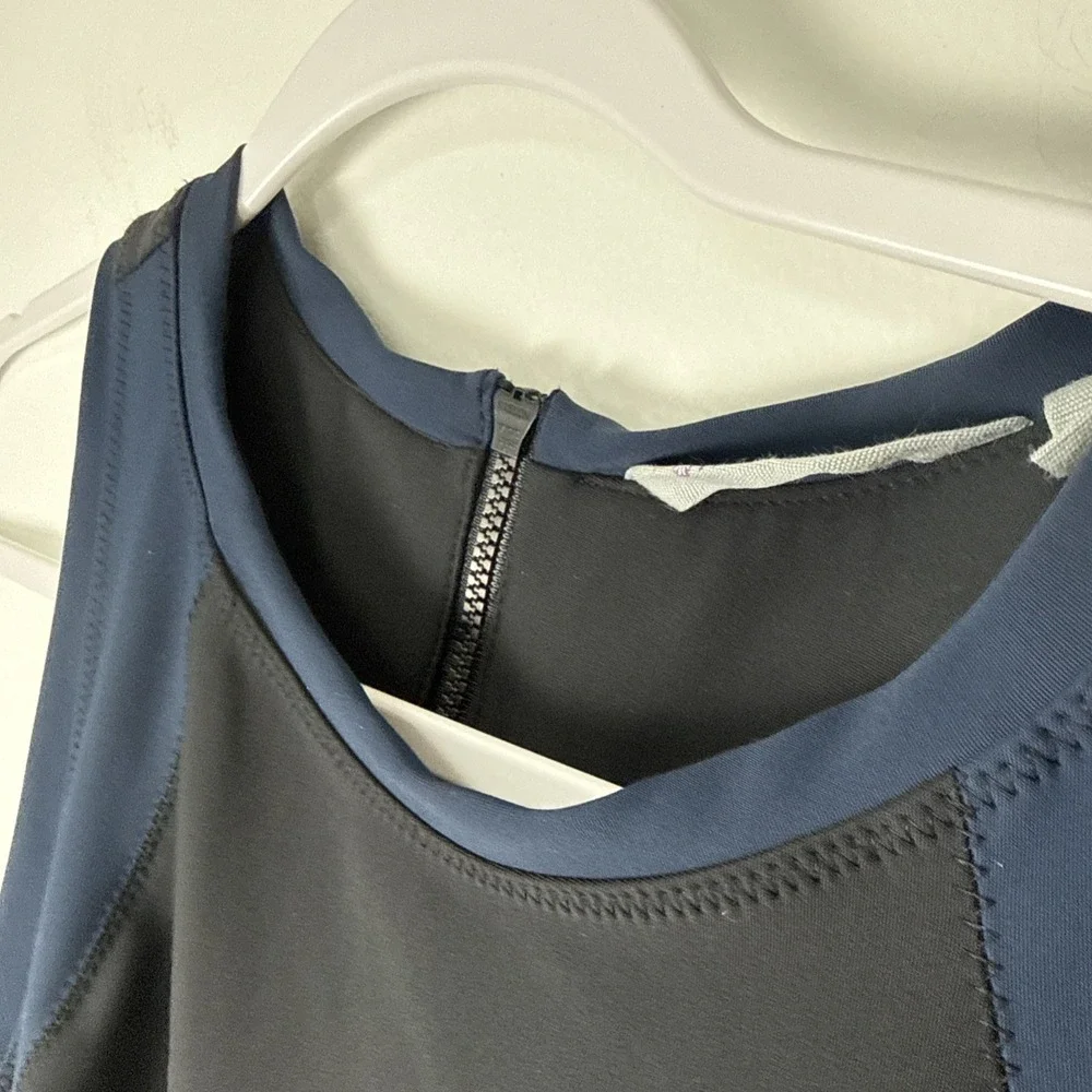 Athleta Stellar En Route Sleeveless Black Blue Colorblock Dress Size S Bodycon